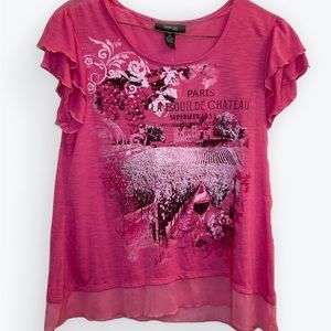 Pink Vineyard graphic blouse.